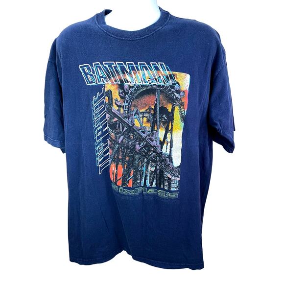 Vintage Six Flags Roller Coaster Batman Shirt Mens XL USA Made 1998 DC Comics - Picture 1 of 8